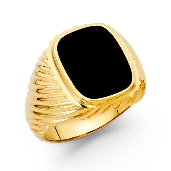 14K Yellow Gold CZ Men's Ring